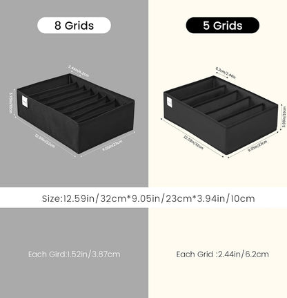 4 Packs T-shirt Drawer Organizers for Clothing,8 Grids Compartment Wardrobe Storage Box, Washable Clothes Organizer for Folded Clothes, Legging, Silk Scarve