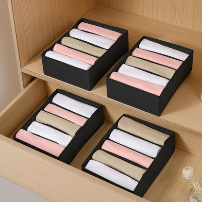 4 Packs T-shirt Drawer Organizers for Clothing,8 Grids Compartment Wardrobe Storage Box, Washable Clothes Organizer for Folded Clothes, Legging, Silk Scarve