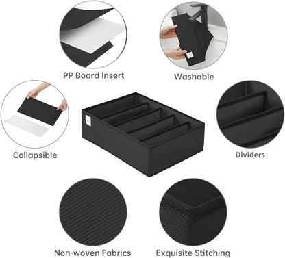 4 Packs T-shirt Drawer Organizers for Clothing,8 Grids Compartment Wardrobe Storage Box, Washable Clothes Organizer for Folded Clothes, Legging, Silk Scarve