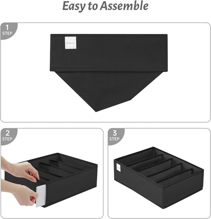 4 Packs T-shirt Drawer Organizers for Clothing,8 Grids Compartment Wardrobe Storage Box, Washable Clothes Organizer for Folded Clothes, Legging, Silk Scarve