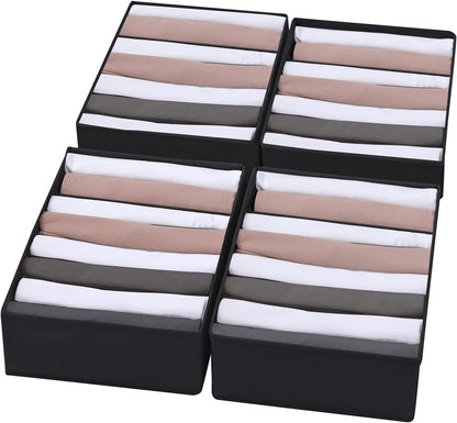 4 Packs T-shirt Drawer Organizers for Clothing,8 Grids Compartment Wardrobe Storage Box, Washable Clothes Organizer for Folded Clothes, Legging, Silk Scarve