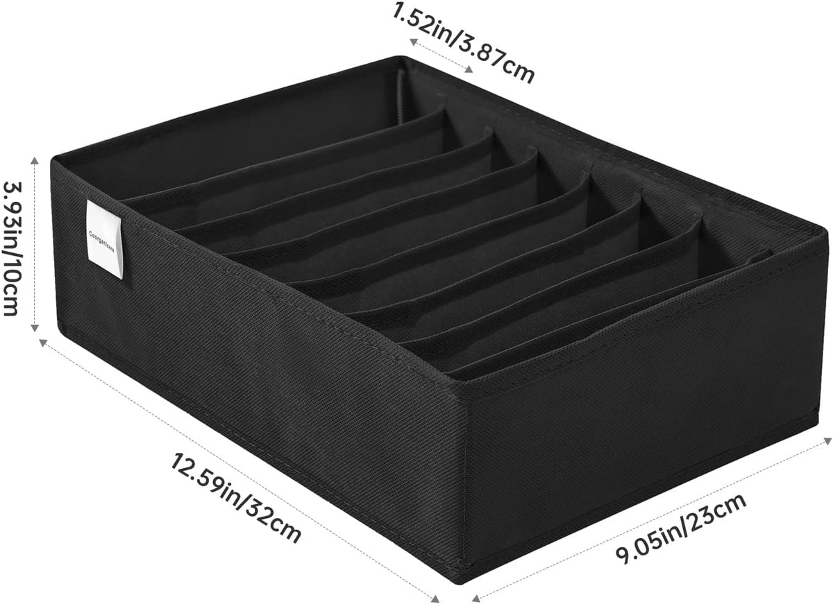 4 Packs T-shirt Drawer Organizers for Clothing,8 Grids Compartment Wardrobe Storage Box, Washable Clothes Organizer for Folded Clothes, Legging, Silk Scarve