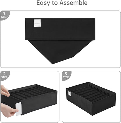4 Packs T-shirt Drawer Organizers for Clothing,8 Grids Compartment Wardrobe Storage Box, Washable Clothes Organizer for Folded Clothes, Legging, Silk Scarve