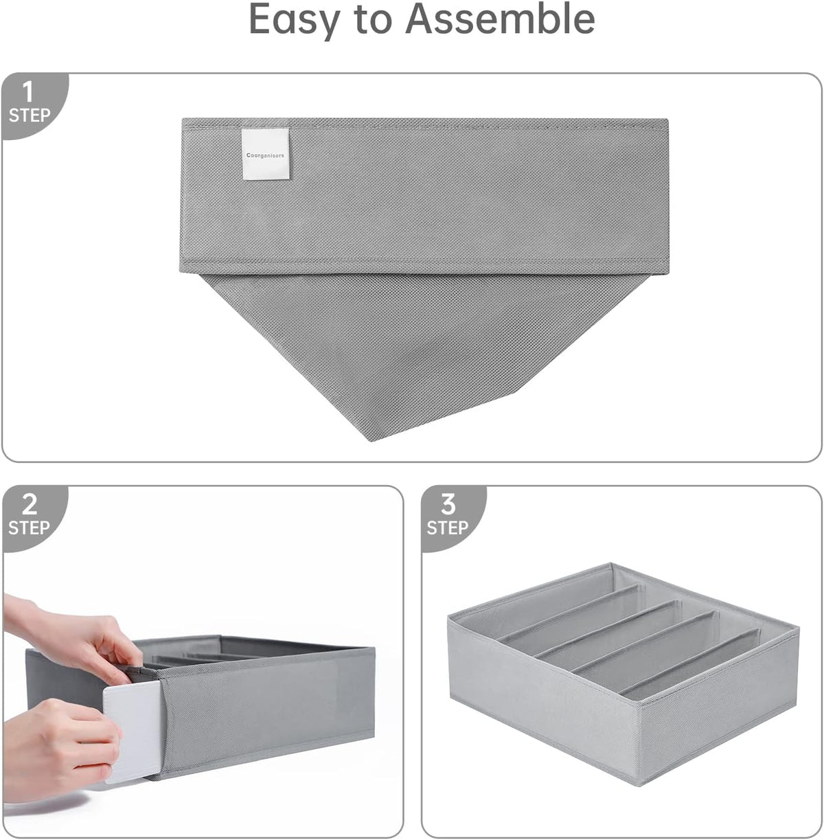 4 Packs T-shirt Drawer Organizers for Clothing,8 Grids Compartment Wardrobe Storage Box, Washable Clothes Organizer for Folded Clothes, Legging, Silk Scarve