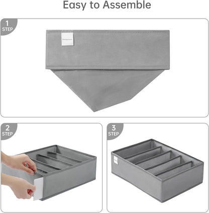 4 Packs T-shirt Drawer Organizers for Clothing,8 Grids Compartment Wardrobe Storage Box, Washable Clothes Organizer for Folded Clothes, Legging, Silk Scarve