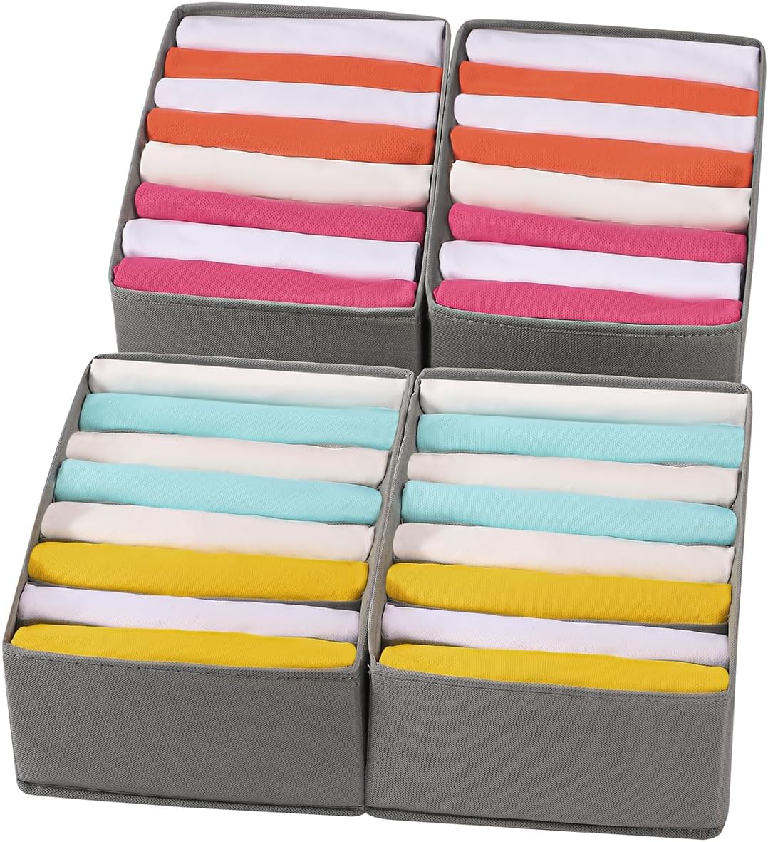 4 Packs T-shirt Drawer Organizers for Clothing,8 Grids Compartment Wardrobe Storage Box, Washable Clothes Organizer for Folded Clothes, Legging, Silk Scarve