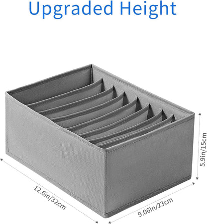 4 Packs T-shirt Drawer Organizers for Clothing,8 Grids Compartment Wardrobe Storage Box, Washable Clothes Organizer for Folded Clothes, Legging, Silk Scarve