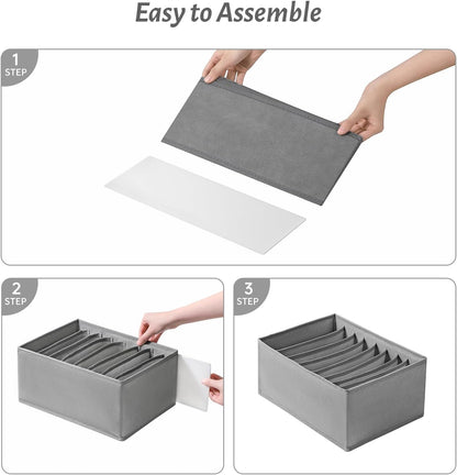 4 Packs T-shirt Drawer Organizers for Clothing,8 Grids Compartment Wardrobe Storage Box, Washable Clothes Organizer for Folded Clothes, Legging, Silk Scarve