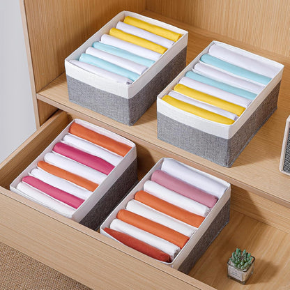 4 Packs T-shirt Drawer Organizers for Clothing,8 Grids Compartment Wardrobe Storage Box, Washable Clothes Organizer for Folded Clothes, Legging, Silk Scarve