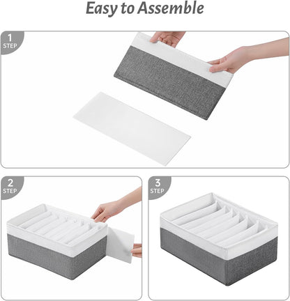 4 Packs T-shirt Drawer Organizers for Clothing,8 Grids Compartment Wardrobe Storage Box, Washable Clothes Organizer for Folded Clothes, Legging, Silk Scarve