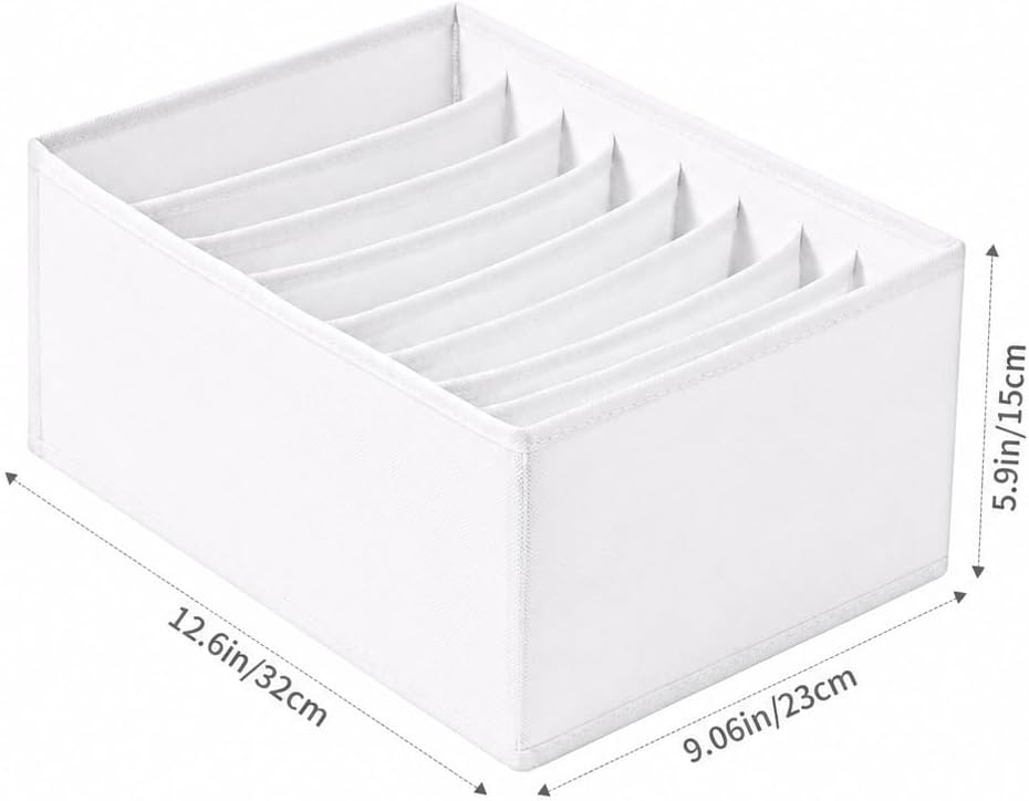 4 Packs T-shirt Drawer Organizers for Clothing,8 Grids Compartment Wardrobe Storage Box, Washable Clothes Organizer for Folded Clothes, Legging, Silk Scarve