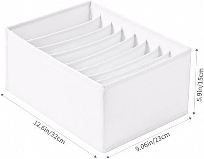 4 Packs T-shirt Drawer Organizers for Clothing,8 Grids Compartment Wardrobe Storage Box, Washable Clothes Organizer for Folded Clothes, Legging, Silk Scarve