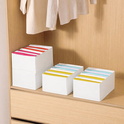 4 Packs T-shirt Drawer Organizers for Clothing,8 Grids Compartment Wardrobe Storage Box, Washable Clothes Organizer for Folded Clothes, Legging, Silk Scarve
