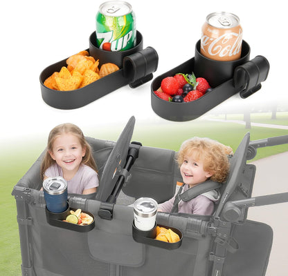 Wonderfold Wagon Snack Tray with Spill-Proof Cup Holders - Compatible with WONDERFOLD W2 & 4 Elite (2 & 4 Seats) | Kid Snacks & Drinks Tray, Detachable, Easy Install, Dishwasher Safe