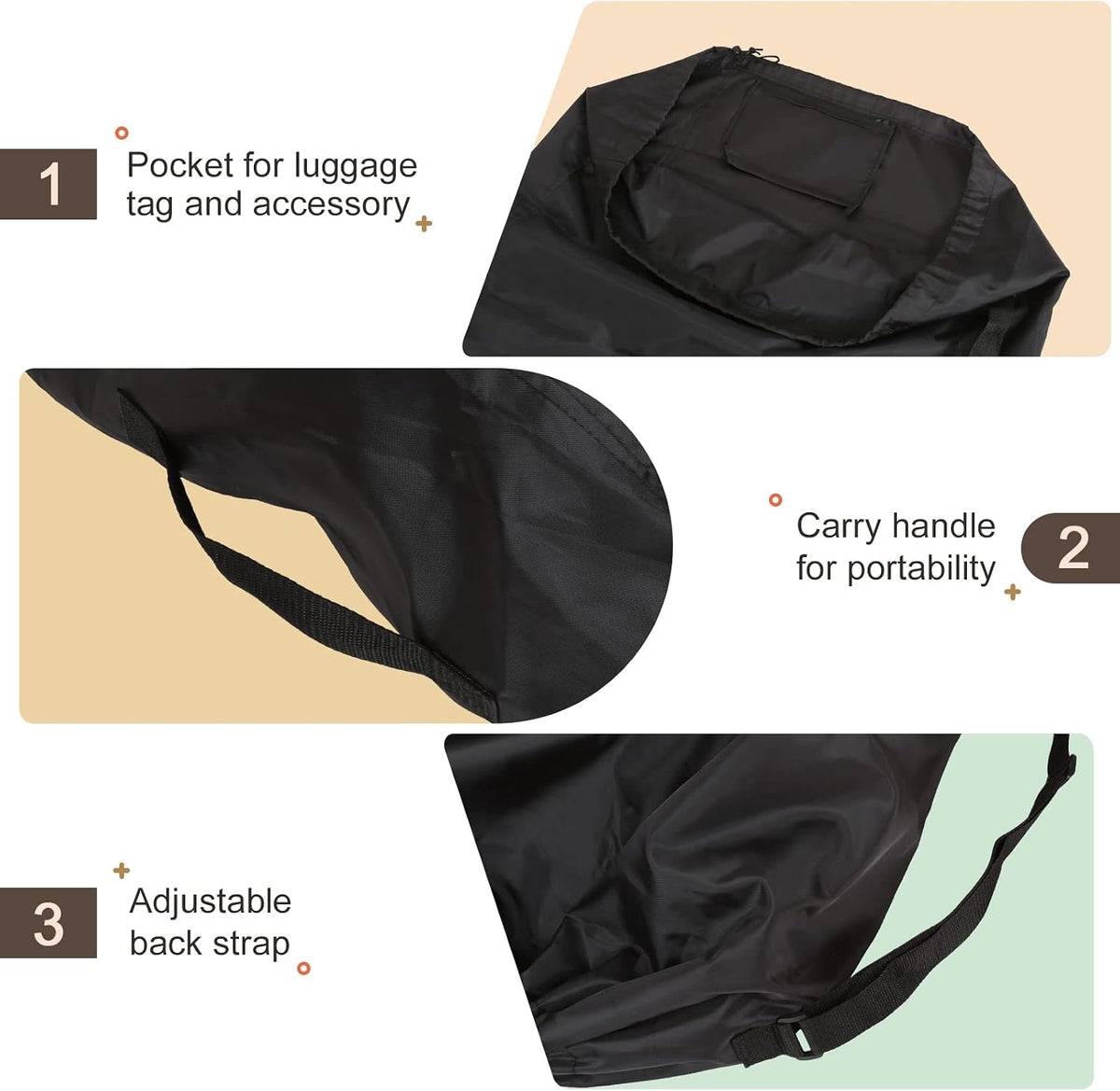 Stroller Bag for Airplane, Gate Check Car Seat Travel Bag, Black