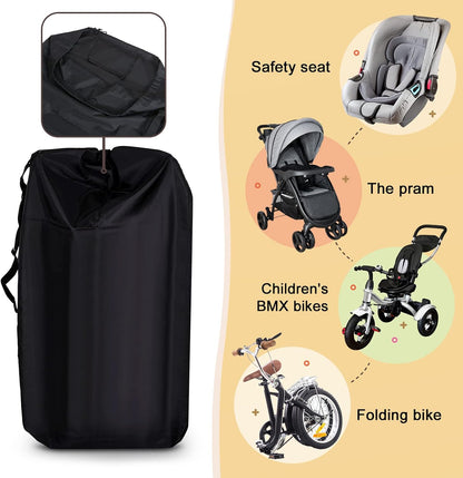 Stroller Bag for Airplane, Gate Check Car Seat Travel Bag, Black