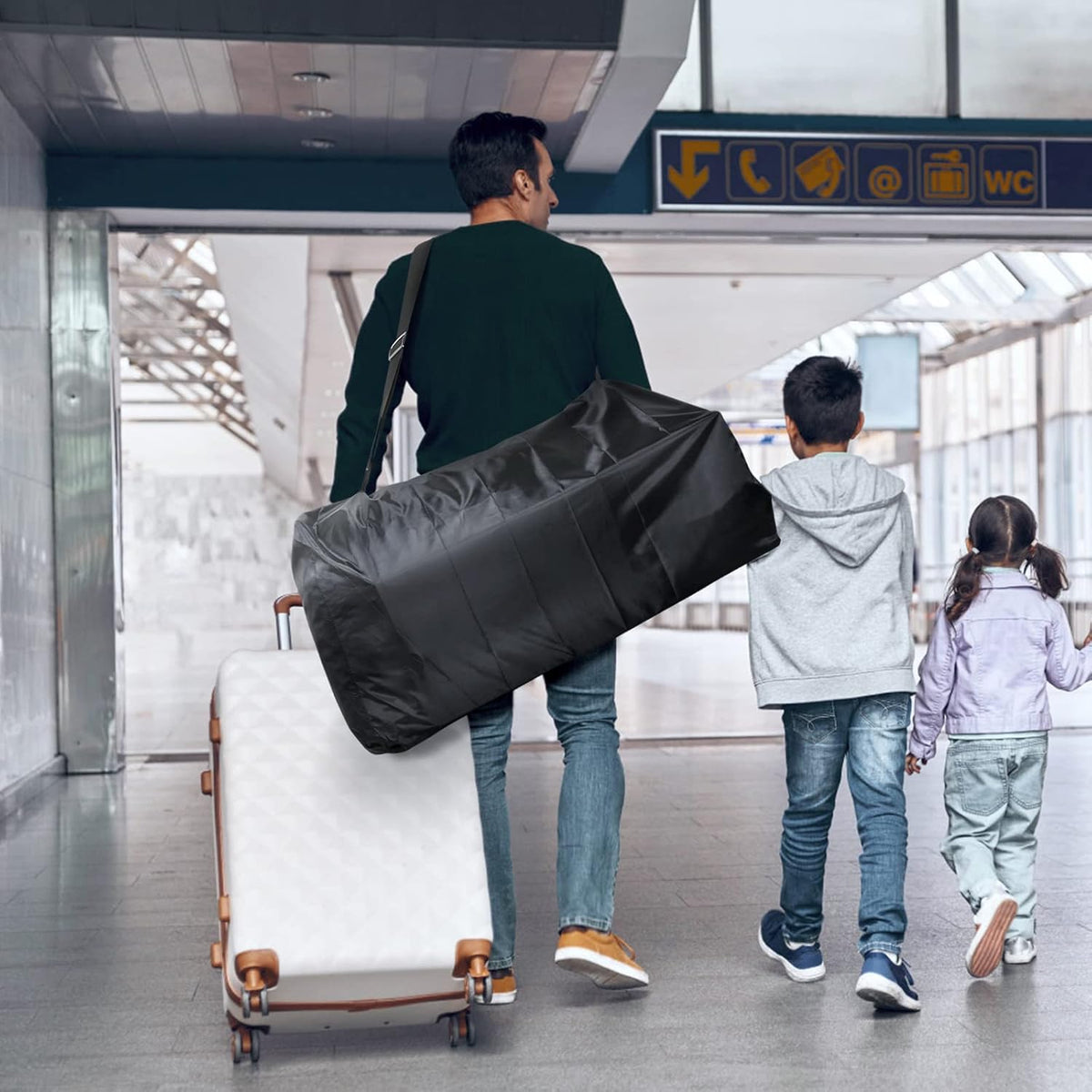 Stroller Bag for Airplane, Gate Check Car Seat Travel Bag, Black