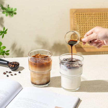 13oz Glass Tumbler with Straw and Lid, Reusable Iced Coffee Cup Tumbler, Cute Glass Cups for Water, Matcha, Travel Coffee Mugs (Cute Cat - 13oz)
