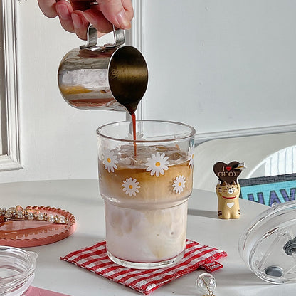 13oz Glass Tumbler with Straw and Lid, Reusable Iced Coffee Cup Tumbler, Cute Glass Cups for Water, Matcha, Travel Coffee Mugs (Cute Cat - 13oz)