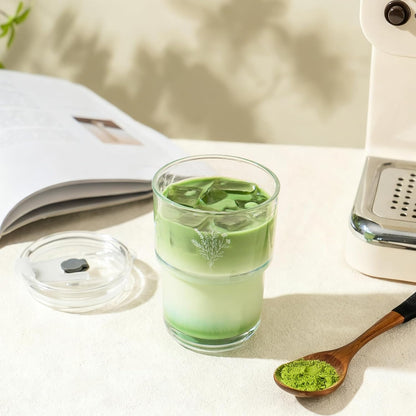 13oz Glass Tumbler with Straw and Lid, Reusable Iced Coffee Cup Tumbler, Cute Glass Cups for Water, Matcha, Travel Coffee Mugs (Cute Cat - 13oz)