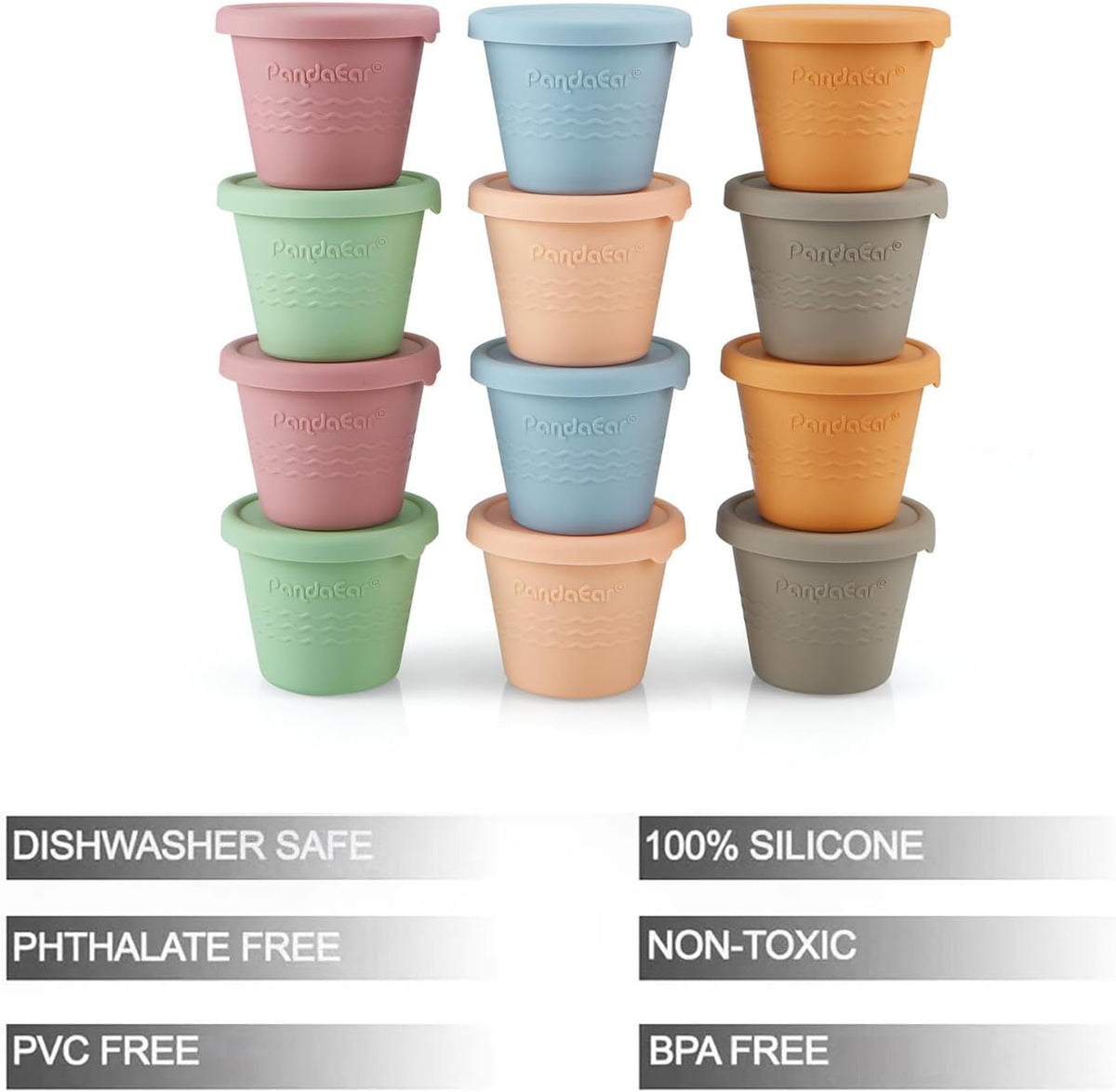 12 Pack Silicone Baby Food Storage Containers & 2 Pack Baby Food Freezer Tray