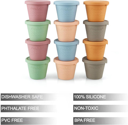 12 Pack Silicone Baby Food Storage Containers & 2 Pack Baby Food Freezer Tray