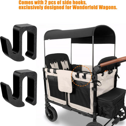 Multipurpose Side Hooks for Wonderfold Wagon,2 Pack Sturdy Hooks Accessories Compatible with Wonderfold Wagon W4,Perfect for Organized and Space-Saving Travel(Upgraded)