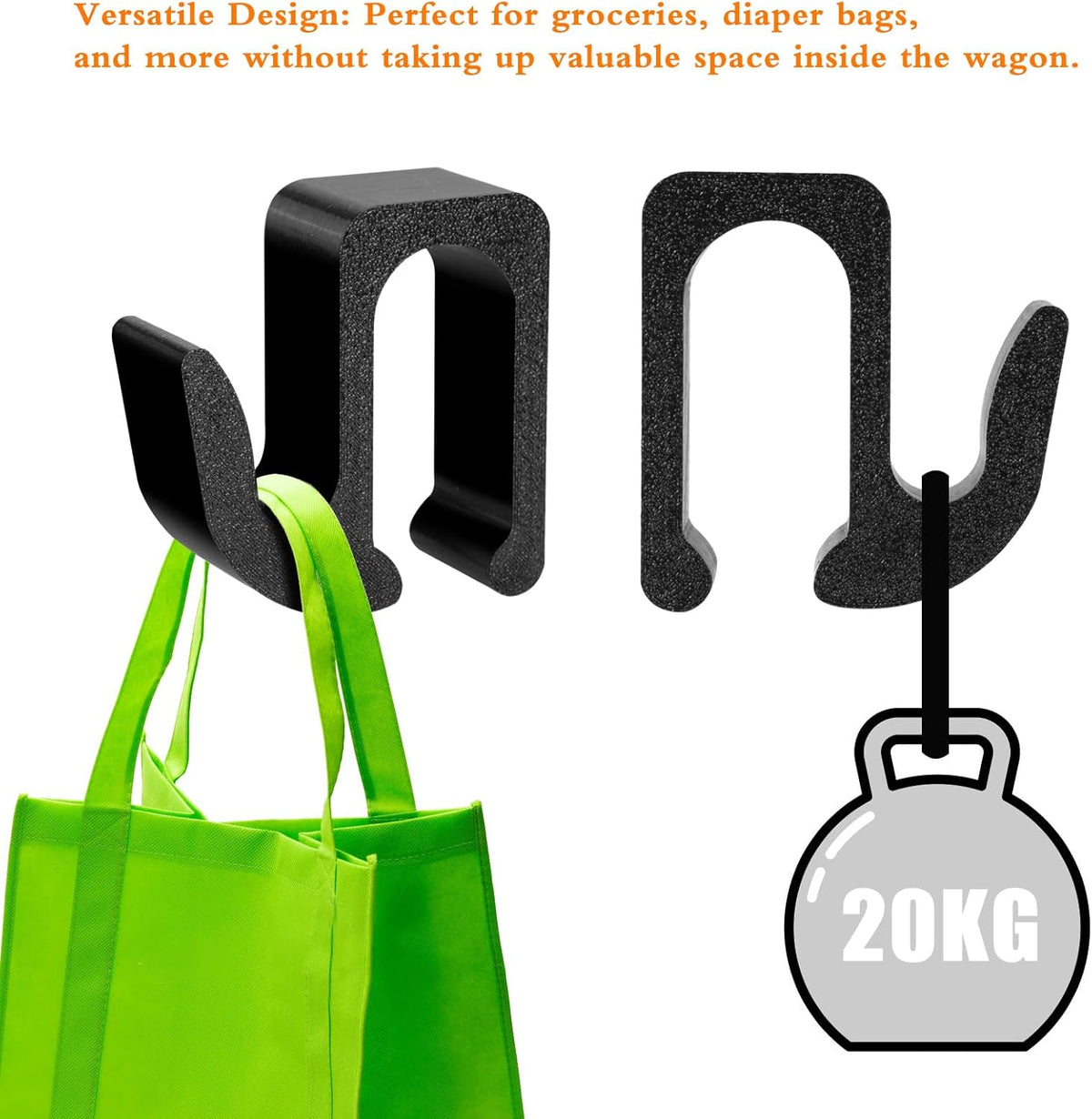 Multipurpose Side Hooks for Wonderfold Wagon,2 Pack Sturdy Hooks Accessories Compatible with Wonderfold Wagon W4,Perfect for Organized and Space-Saving Travel(Upgraded)