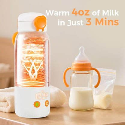 2 Mins Fast Heating, Portable Bottle Warmer for Travel, 12 Ounces On the Go
