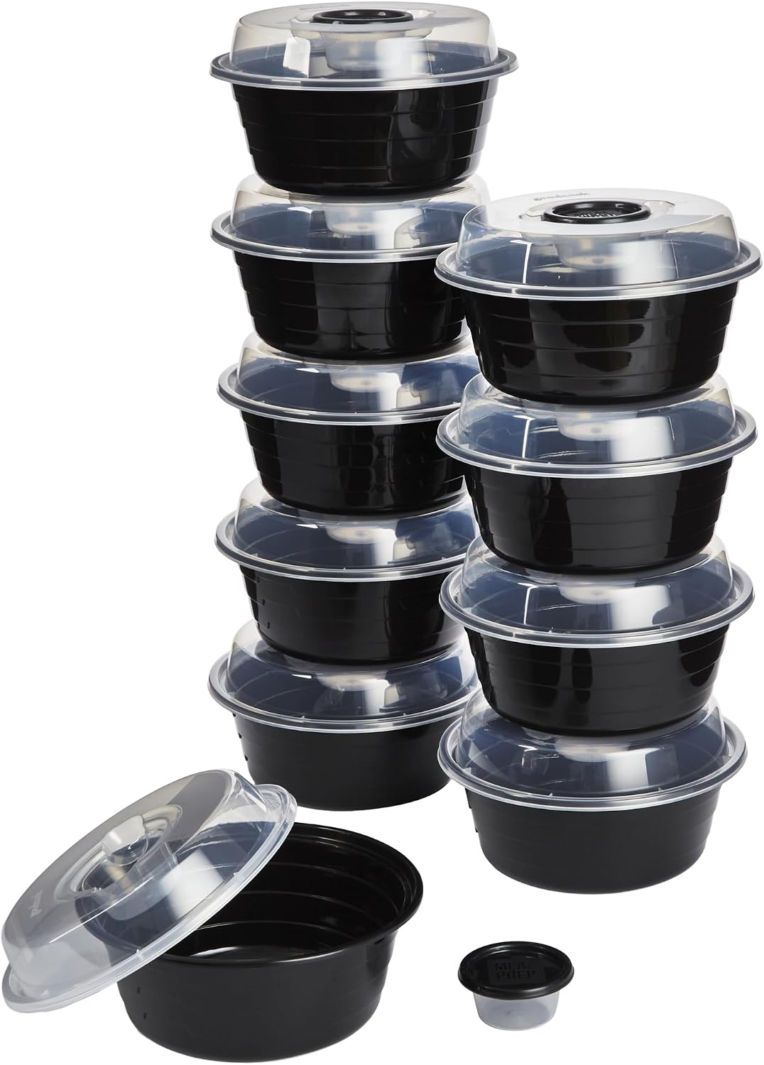 Meal Prep Containers Set Microwave & Dishwasher-Safe Round Food Organizers with Labeled Compartments BPA-Free Food Storage Set with Snap Shut Lids Portion Control, 10-Pieces, Red