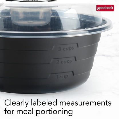 Meal Prep Containers Set Microwave & Dishwasher-Safe Round Food Organizers with Labeled Compartments BPA-Free Food Storage Set with Snap Shut Lids Portion Control, 10-Pieces, Red