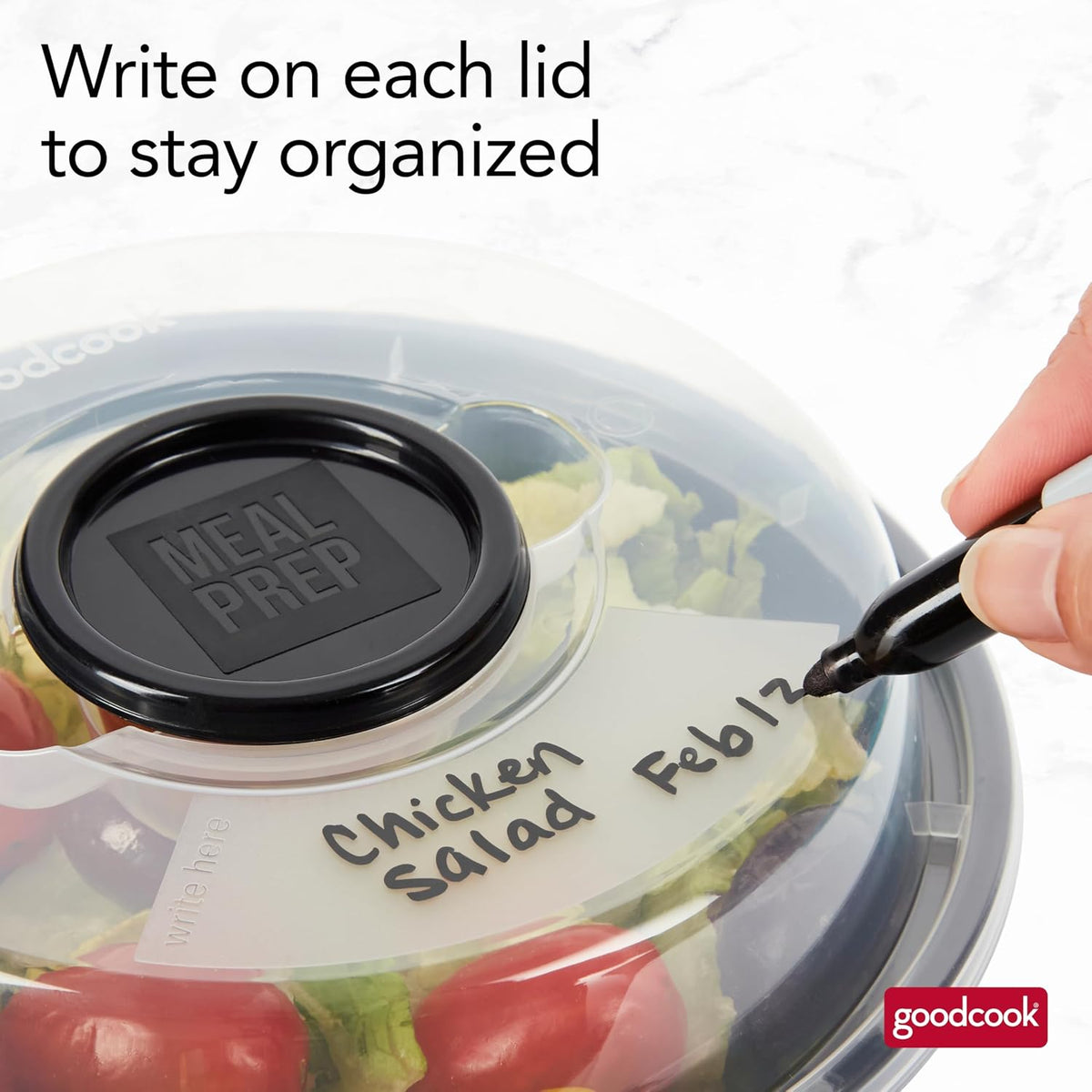 Meal Prep Containers Set Microwave & Dishwasher-Safe Round Food Organizers with Labeled Compartments BPA-Free Food Storage Set with Snap Shut Lids Portion Control, 10-Pieces, Red