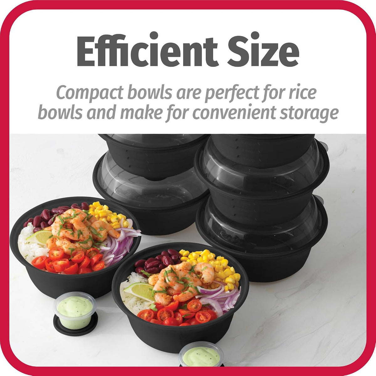 Meal Prep Containers Set Microwave & Dishwasher-Safe Round Food Organizers with Labeled Compartments BPA-Free Food Storage Set with Snap Shut Lids Portion Control, 10-Pieces, Red