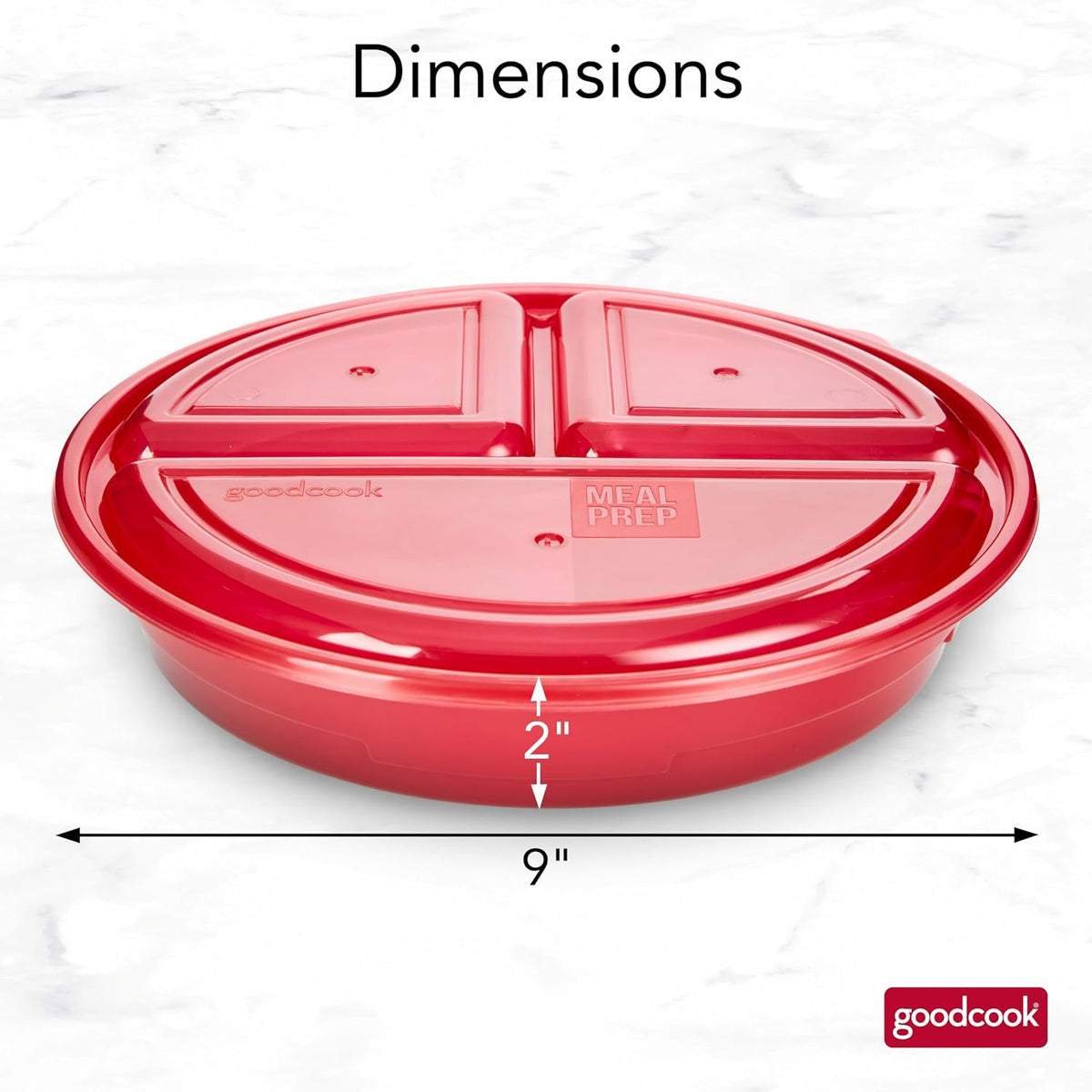 Meal Prep Containers Set Microwave & Dishwasher-Safe Round Food Organizers with Labeled Compartments BPA-Free Food Storage Set with Snap Shut Lids Portion Control, 10-Pieces, Red
