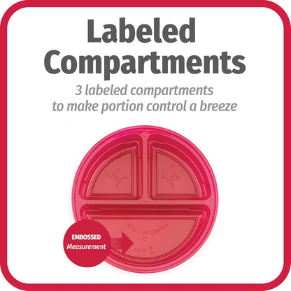 Meal Prep Containers Set Microwave & Dishwasher-Safe Round Food Organizers with Labeled Compartments BPA-Free Food Storage Set with Snap Shut Lids Portion Control, 10-Pieces, Red