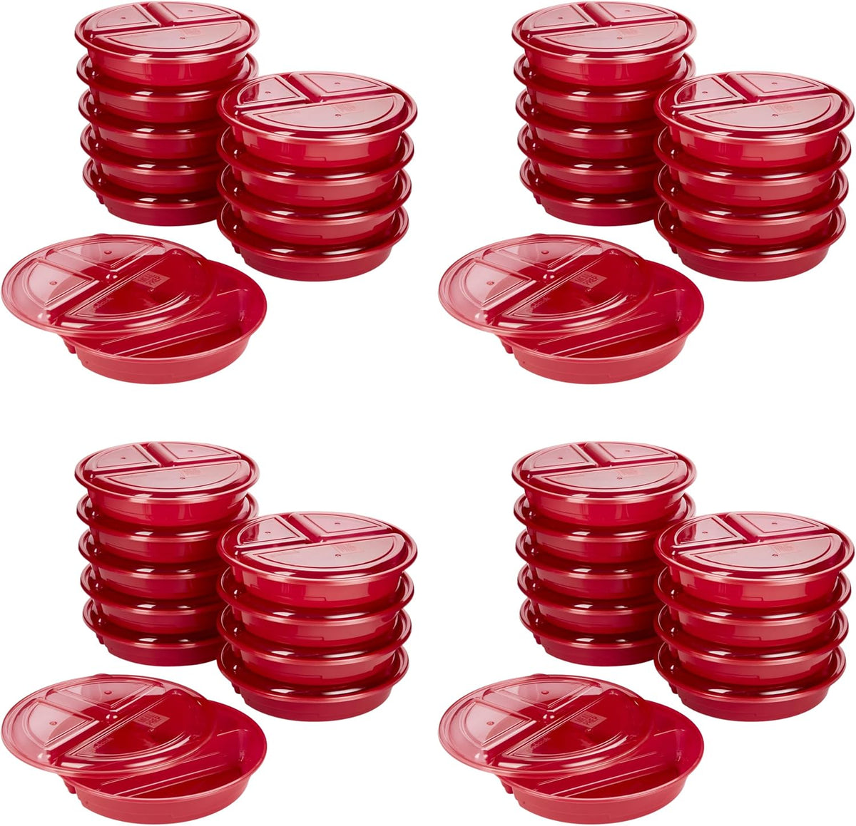 Meal Prep Containers Set Microwave & Dishwasher-Safe Round Food Organizers with Labeled Compartments BPA-Free Food Storage Set with Snap Shut Lids Portion Control, 10-Pieces, Red
