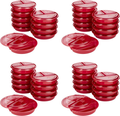 Meal Prep Containers Set Microwave & Dishwasher-Safe Round Food Organizers with Labeled Compartments BPA-Free Food Storage Set with Snap Shut Lids Portion Control, 10-Pieces, Red
