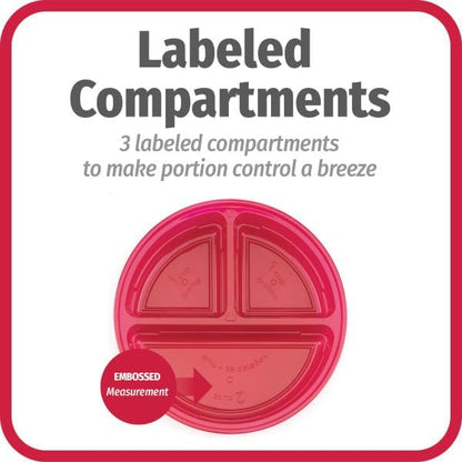 Meal Prep Containers Set Microwave & Dishwasher-Safe Round Food Organizers with Labeled Compartments BPA-Free Food Storage Set with Snap Shut Lids Portion Control, 10-Pieces, Red