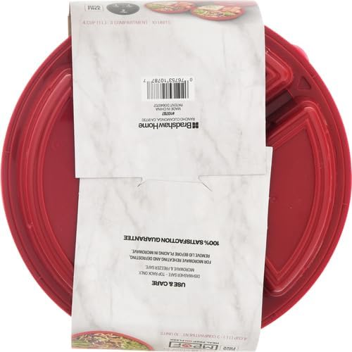 Meal Prep Containers Set Microwave & Dishwasher-Safe Round Food Organizers with Labeled Compartments BPA-Free Food Storage Set with Snap Shut Lids Portion Control, 10-Pieces, Red