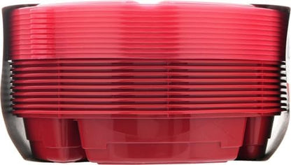 Meal Prep Containers Set Microwave & Dishwasher-Safe Round Food Organizers with Labeled Compartments BPA-Free Food Storage Set with Snap Shut Lids Portion Control, 10-Pieces, Red