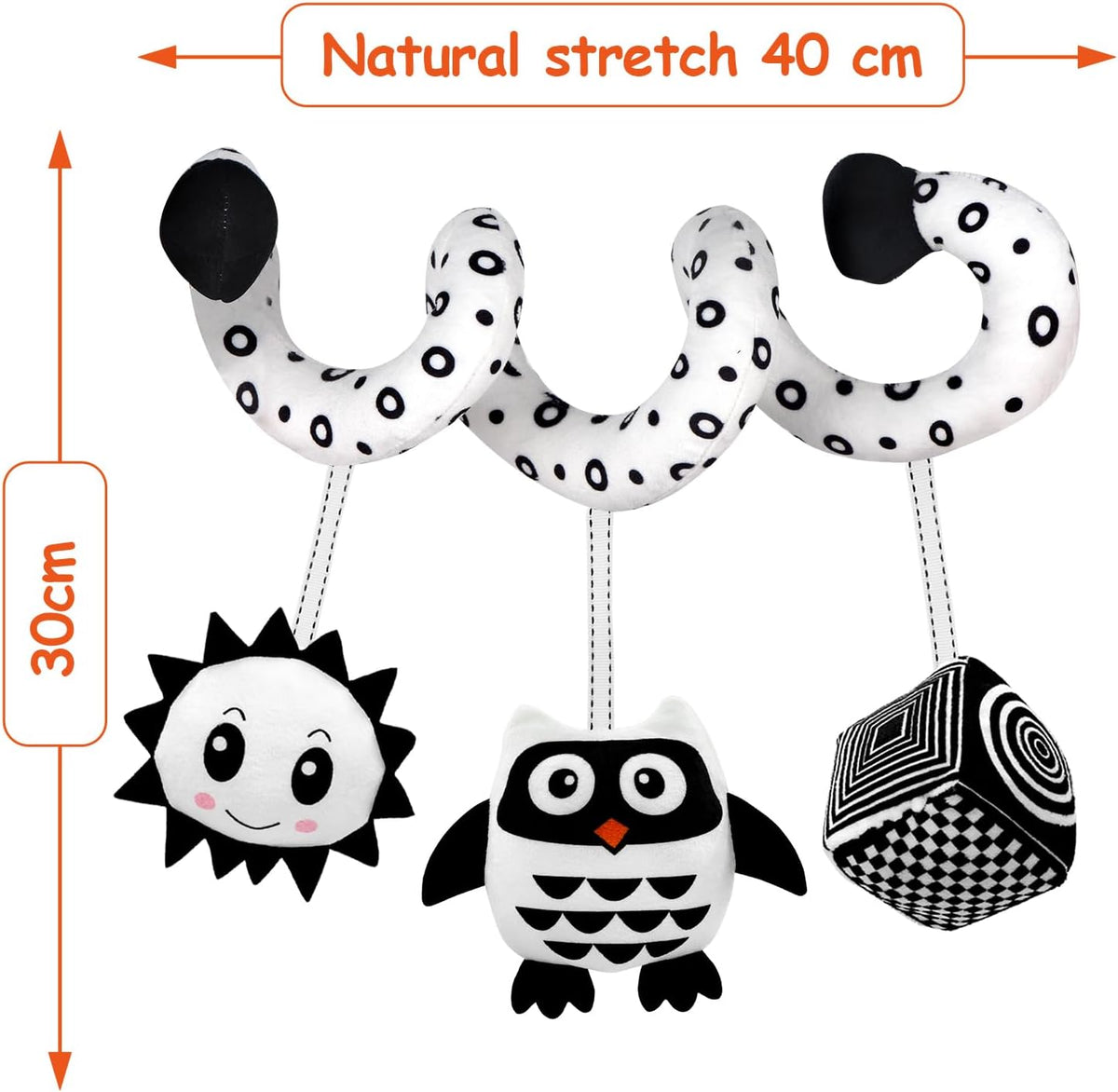 Car Seat Toys, Infant Baby Pink Pig Spiral Activity Hanging Toys Stroller Toys for Car Seat Stroller Bar Crib Bassinet Mobile with Mirror BB Squeaker and Rattles