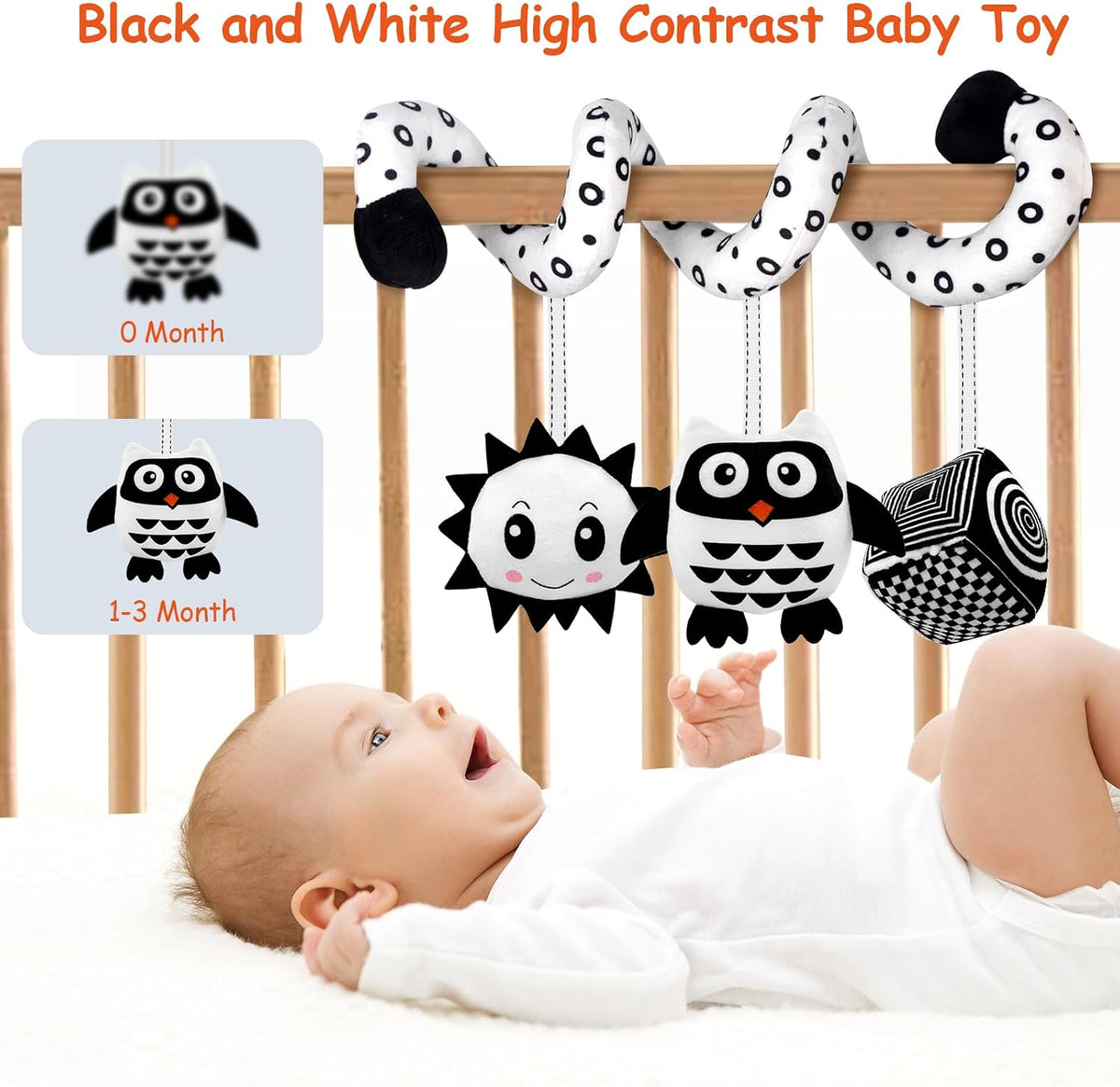 Car Seat Toys, Infant Baby Pink Pig Spiral Activity Hanging Toys Stroller Toys for Car Seat Stroller Bar Crib Bassinet Mobile with Mirror BB Squeaker and Rattles
