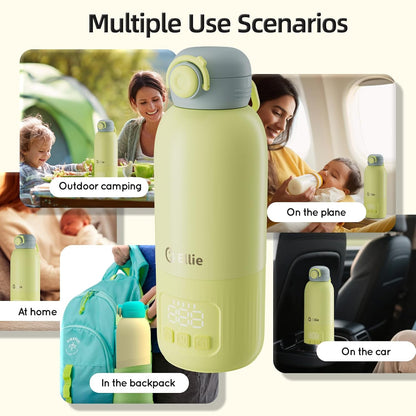 Portable Bottle Warmer for Travel, w/Reliable Warming, Extended Battery Life, Fast Heating of Breast Milk & Formula, 15 oz Large Capacity, Baby Bottle Warmer On The Go for Car & Airplane