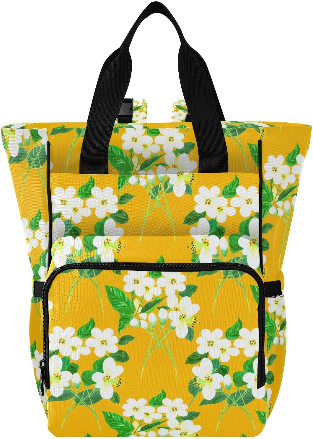 Diaper Bag Backpack, Multifunction Travel Bag for Moms Dads, Baby Changing Bag with Insulted Pockets, Stroller Straps and Side Bottle Pockets Sunlit Meadow Pattern