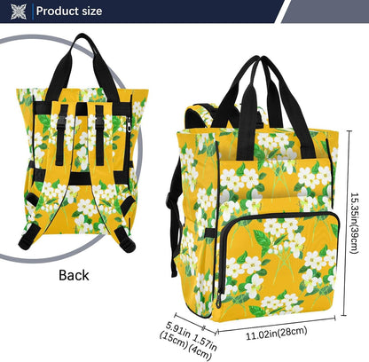 Diaper Bag Backpack, Multifunction Travel Bag for Moms Dads, Baby Changing Bag with Insulted Pockets, Stroller Straps and Side Bottle Pockets Sunlit Meadow Pattern