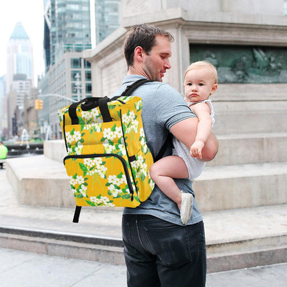 Diaper Bag Backpack, Multifunction Travel Bag for Moms Dads, Baby Changing Bag with Insulted Pockets, Stroller Straps and Side Bottle Pockets Sunlit Meadow Pattern