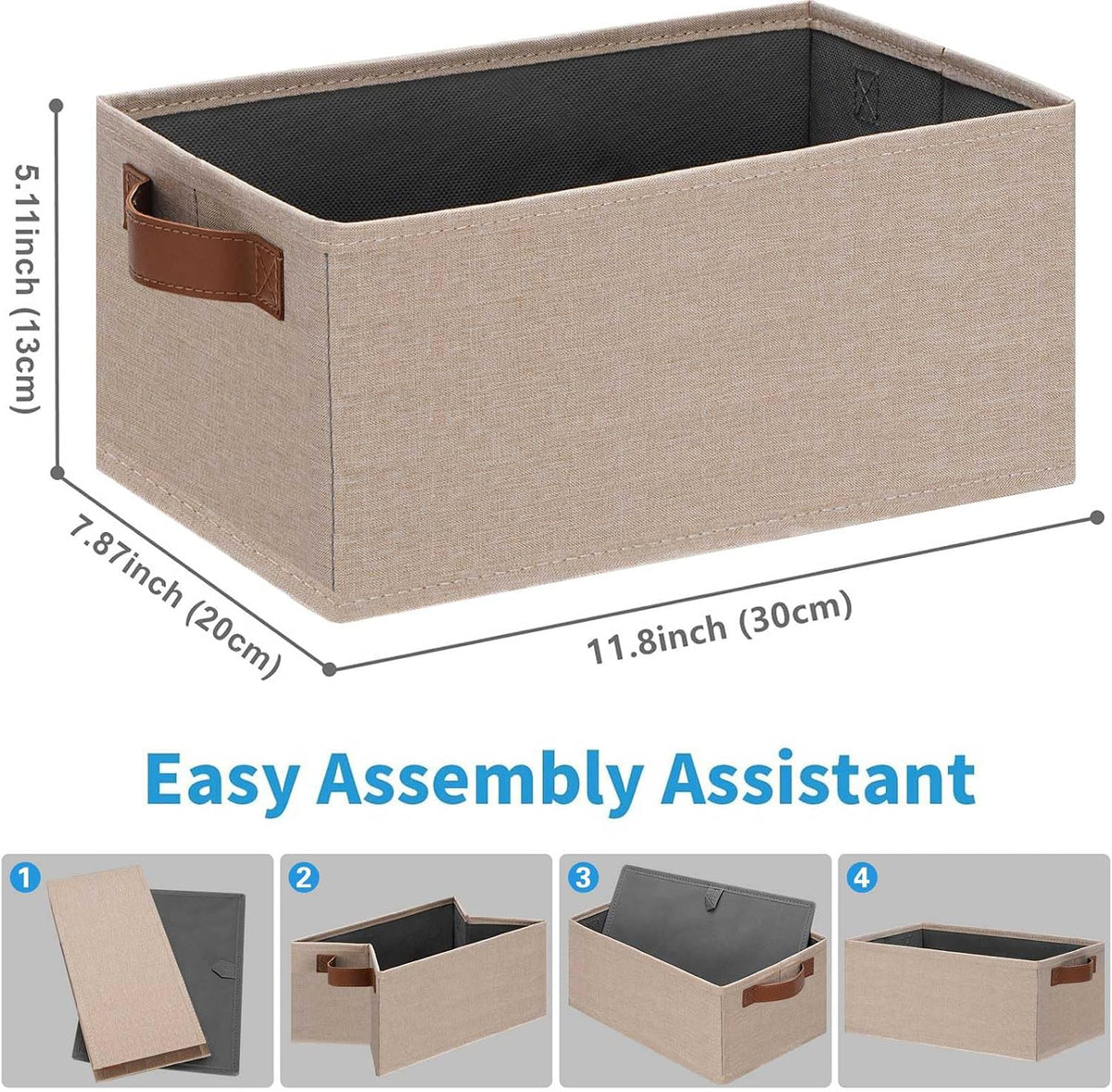 Small Fabric Storage Bins with Handles 6 Pack, 11.8" x 7.87" x 5.11" Storage Baskets for Shelves, Baskets for Organizing Clothes Underwear Socks Hats DVDs (Grey/White)