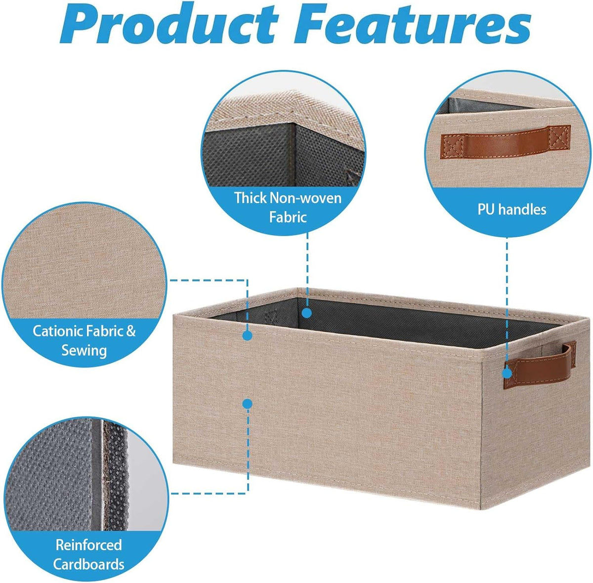Small Fabric Storage Bins with Handles 6 Pack, 11.8" x 7.87" x 5.11" Storage Baskets for Shelves, Baskets for Organizing Clothes Underwear Socks Hats DVDs (Grey/White)
