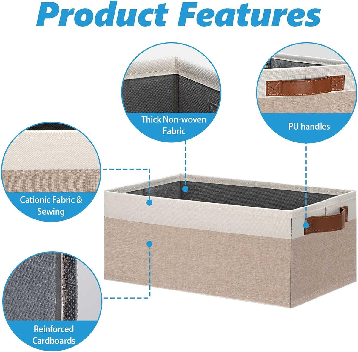 Small Fabric Storage Bins with Handles 6 Pack, 11.8" x 7.87" x 5.11" Storage Baskets for Shelves, Baskets for Organizing Clothes Underwear Socks Hats DVDs (Grey/White)