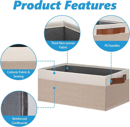 Small Fabric Storage Bins with Handles 6 Pack, 11.8" x 7.87" x 5.11" Storage Baskets for Shelves, Baskets for Organizing Clothes Underwear Socks Hats DVDs (Grey/White)